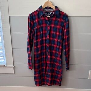 Tommy Hilfiger Red and Blue Plaid Long Sleeve Dress